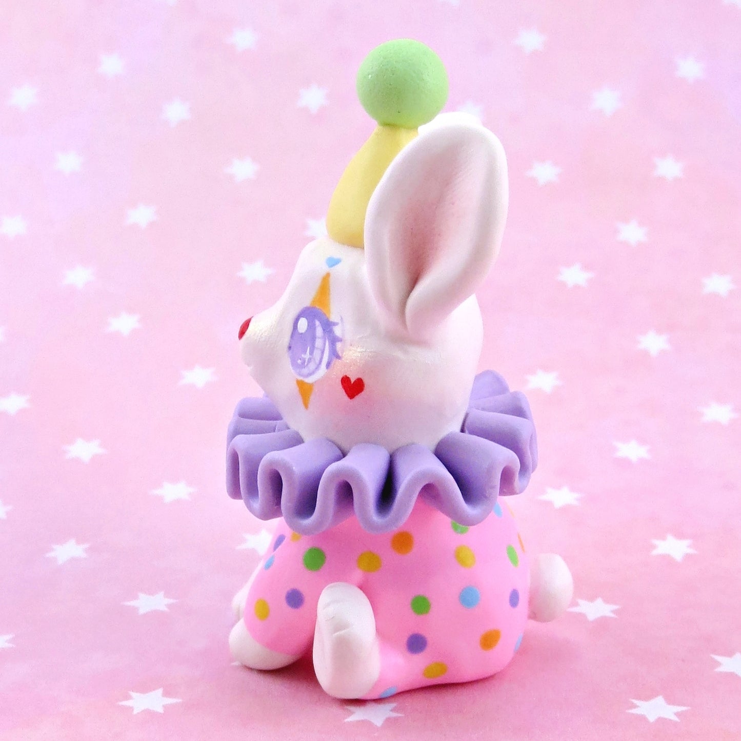 Clown Bunny Figurine - Polymer Clay Animals Carnival/Circus Collection