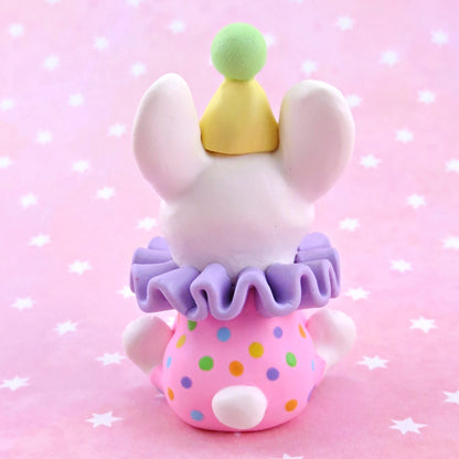 Clown Bunny Figurine - Polymer Clay Animals Carnival/Circus Collection