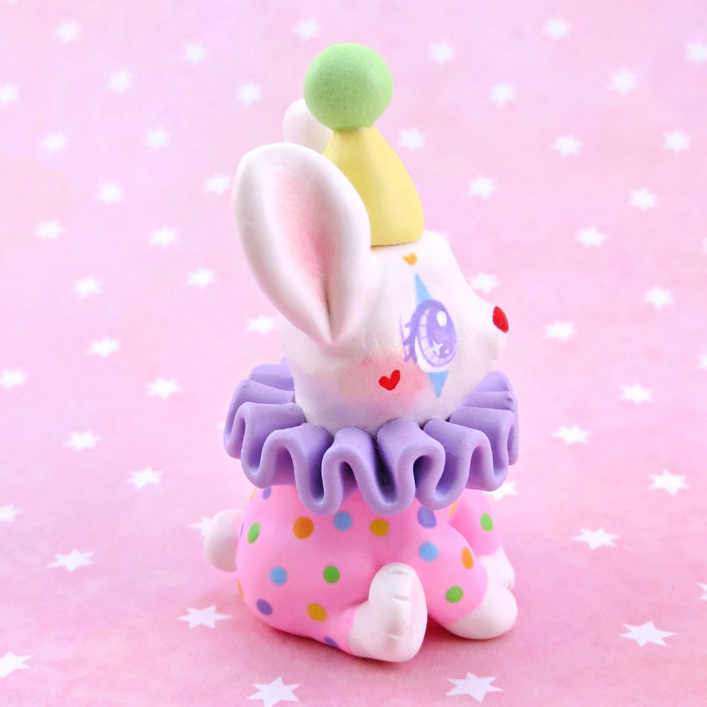 Clown Bunny Figurine - Polymer Clay Animals Carnival/Circus Collection