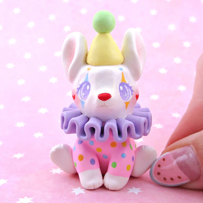 Clown Bunny Figurine - Polymer Clay Animals Carnival/Circus Collection