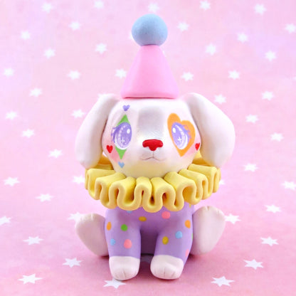 Clown Puppy Figurine - Polymer Clay Animals Carnival/Circus Collection