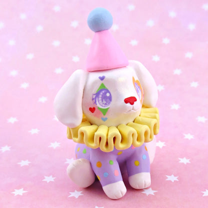 Clown Puppy Figurine - Polymer Clay Animals Carnival/Circus Collection