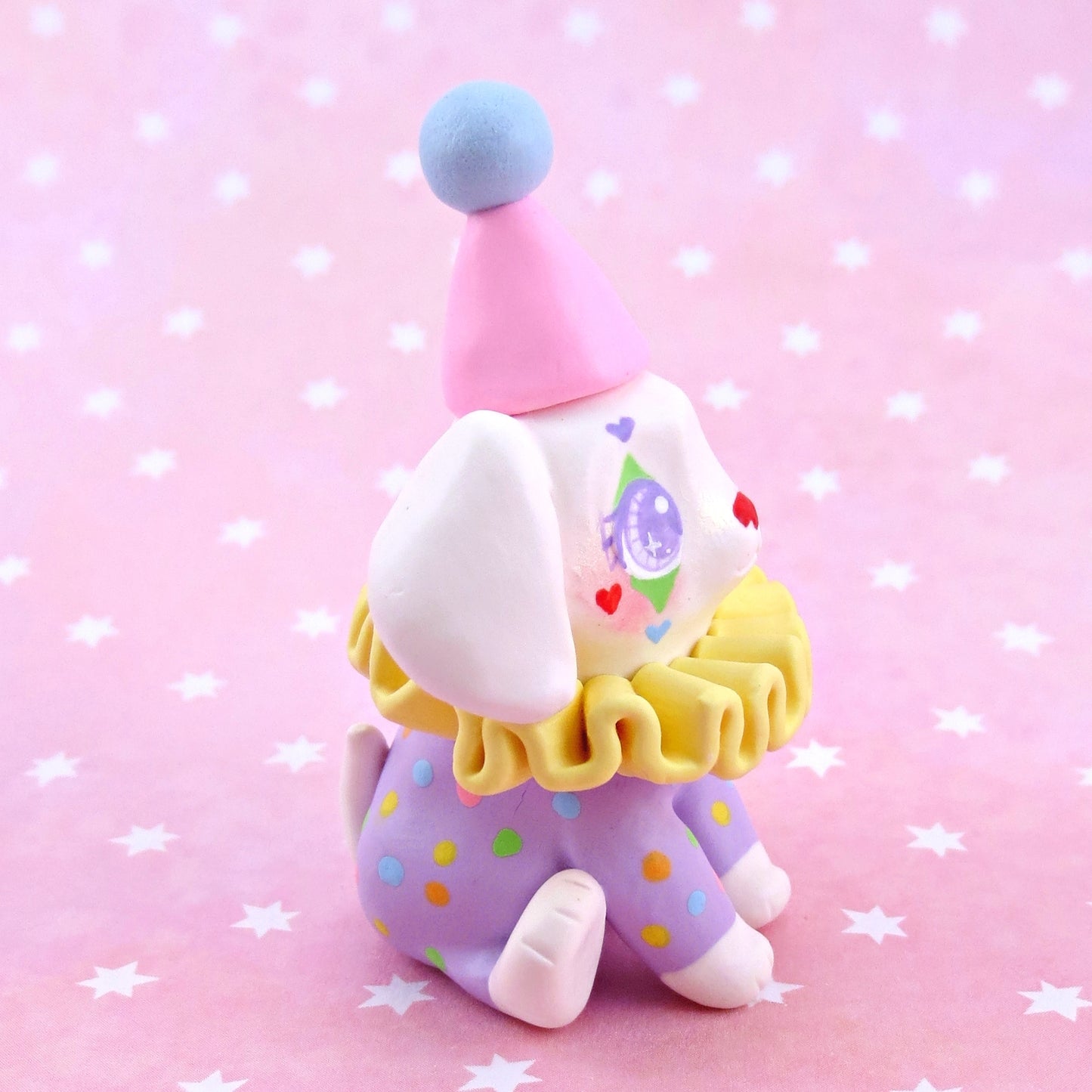 Clown Puppy Figurine - Polymer Clay Animals Carnival/Circus Collection