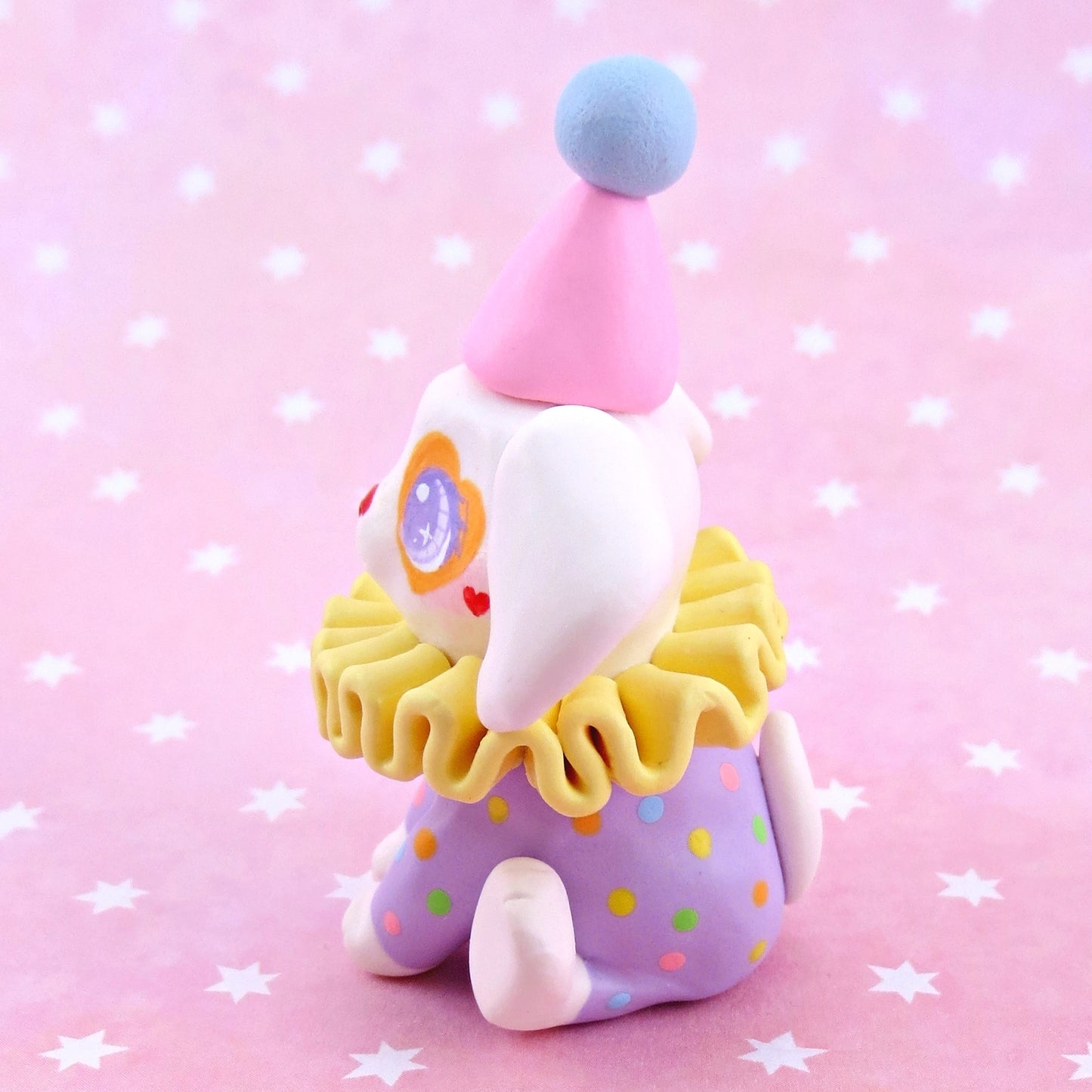 Clown Puppy Figurine - Polymer Clay Animals Carnival/Circus Collection