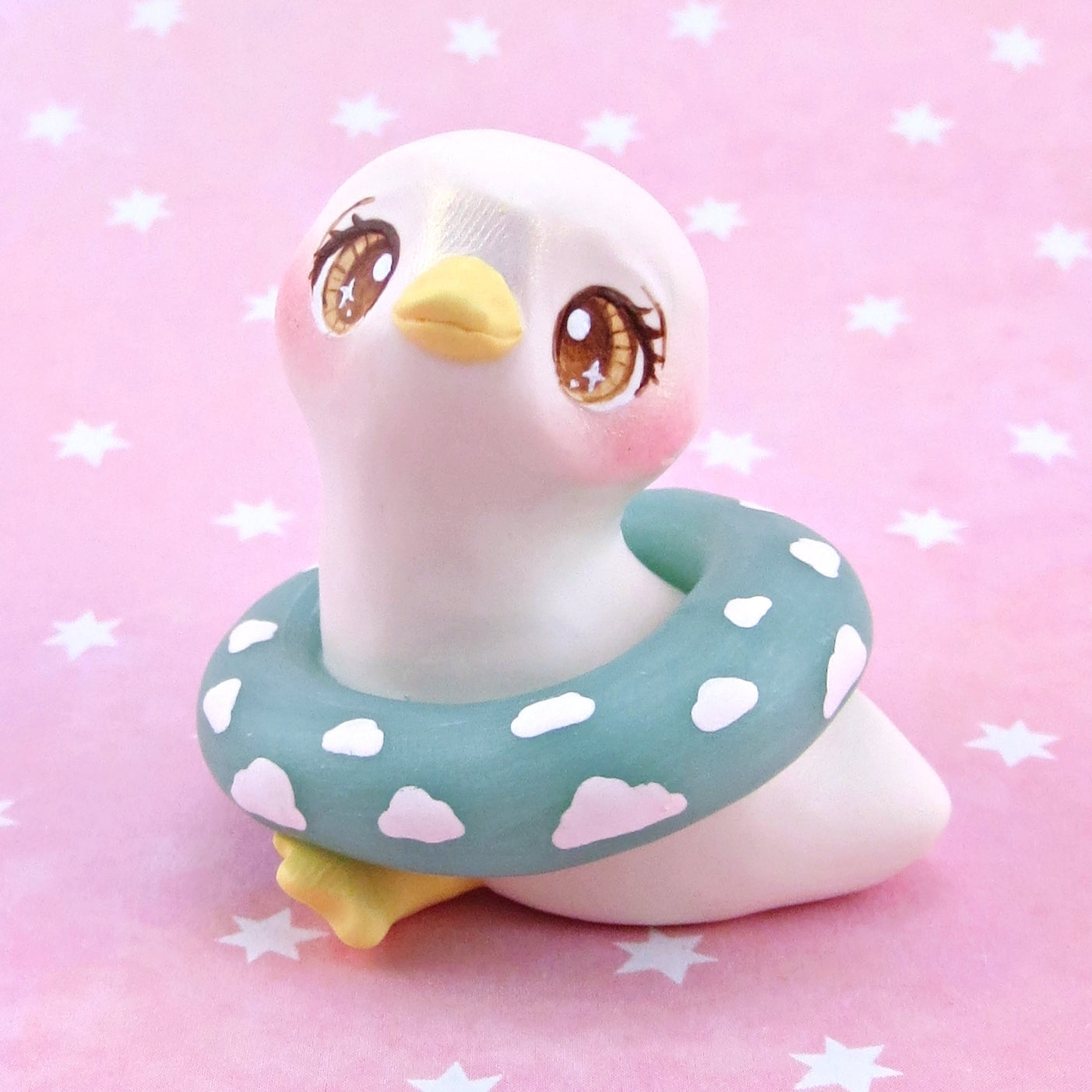 Goose with a Cloud Floatie Figurine - Polymer Clay Animals Pool Party Collection