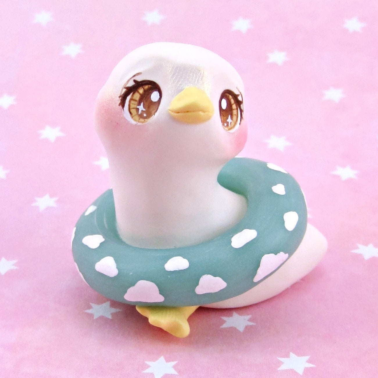 Goose with a Cloud Floatie Figurine - Polymer Clay Animals Pool Party Collection