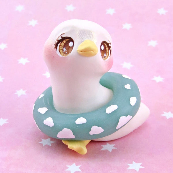 Goose with a Cloud Floatie Figurine - Polymer Clay Animals Pool Party Collection