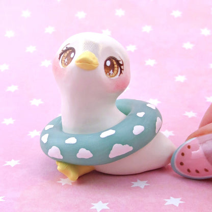 Goose with a Cloud Floatie Figurine - Polymer Clay Animals Pool Party Collection