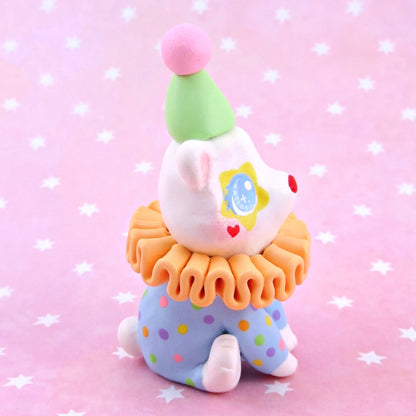 Clown Teddy Bear Figurine - Polymer Clay Animals Carnival/Circus Collection