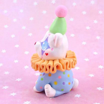 Clown Teddy Bear Figurine - Polymer Clay Animals Carnival/Circus Collection