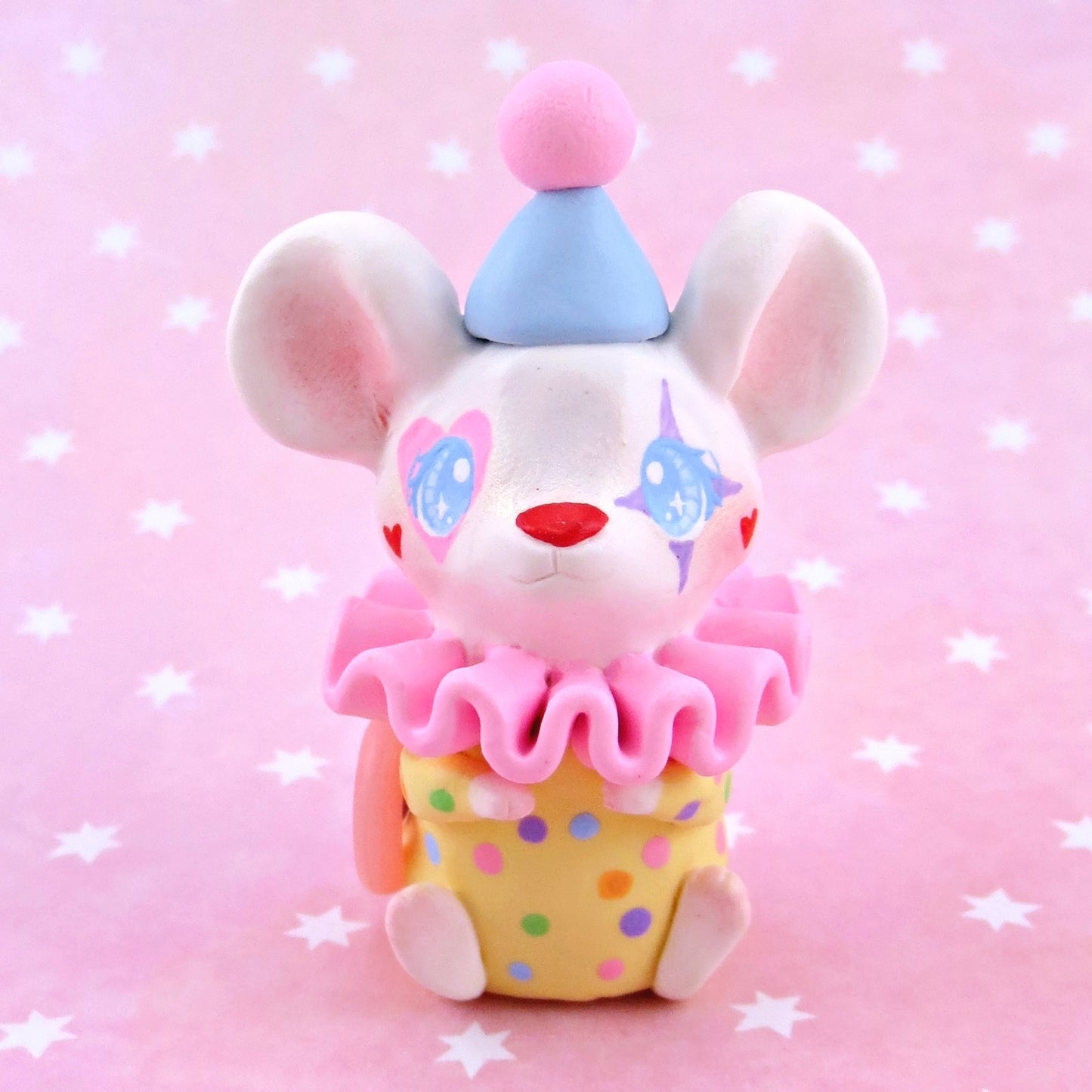 Clown Mouse Figurine - Polymer Clay Animals Carnival/Circus Collection