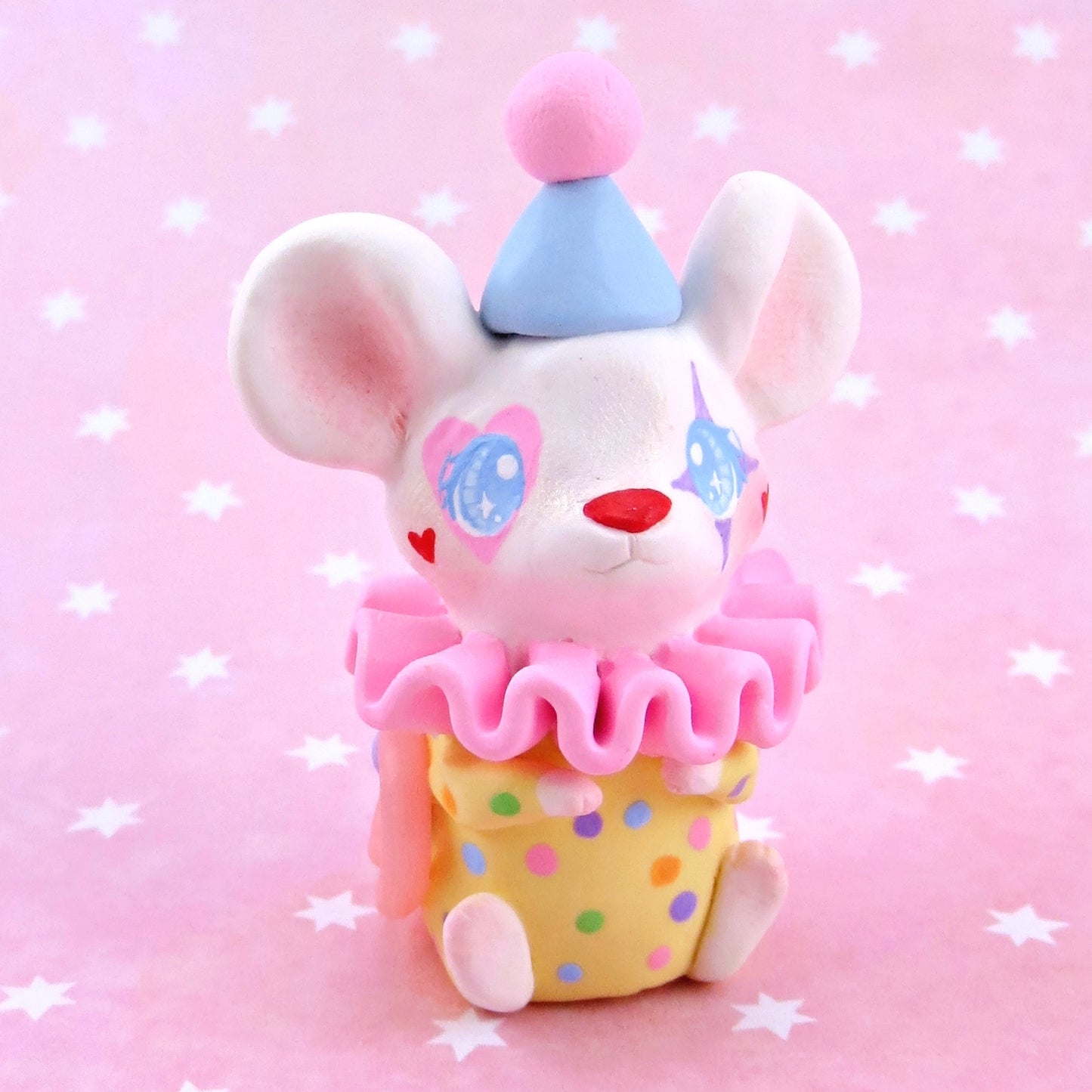 Clown Mouse Figurine - Polymer Clay Animals Carnival/Circus Collection