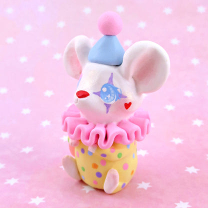 Clown Mouse Figurine - Polymer Clay Animals Carnival/Circus Collection