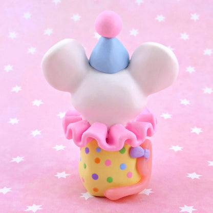 Clown Mouse Figurine - Polymer Clay Animals Carnival/Circus Collection