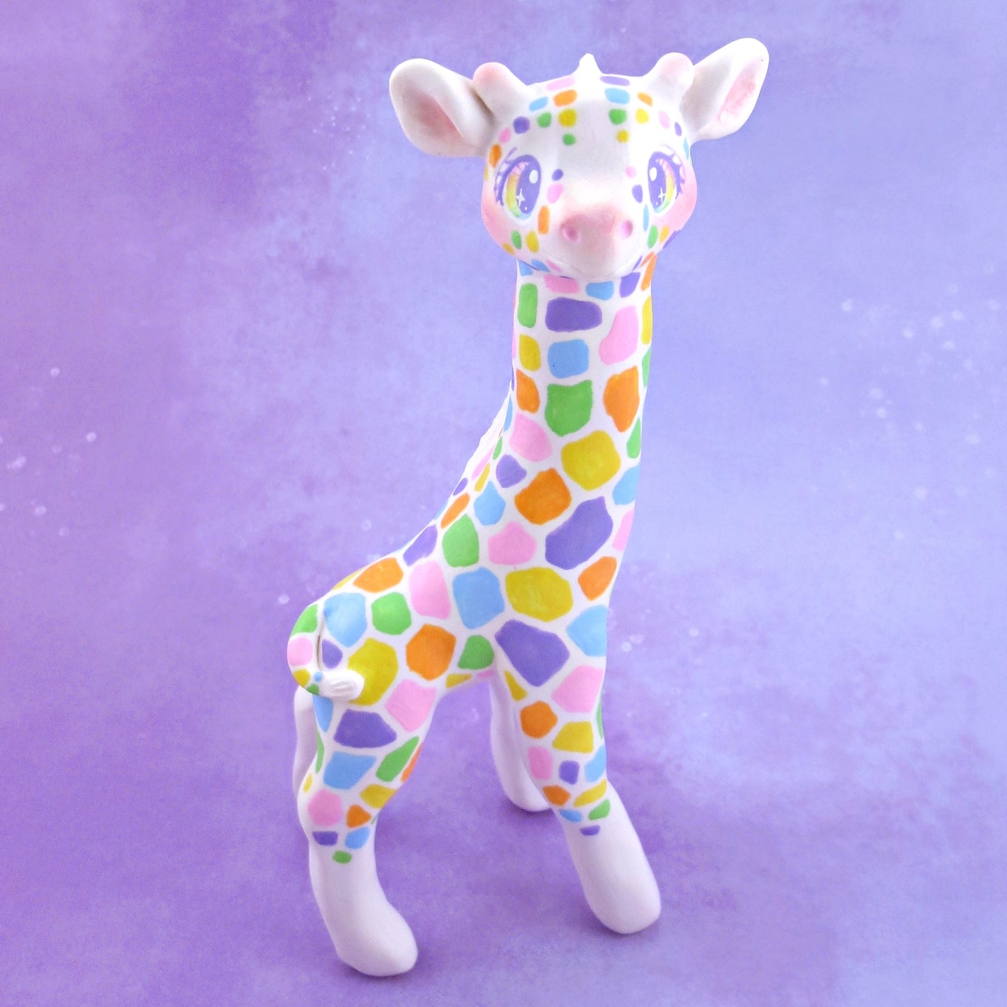 Rainbow Giraffe Figurine - Polymer Clay Animals Rainbow Collection