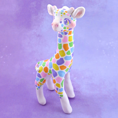 Rainbow Giraffe Figurine - Polymer Clay Animals Rainbow Collection