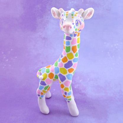 Rainbow Giraffe Figurine - Polymer Clay Animals Rainbow Collection