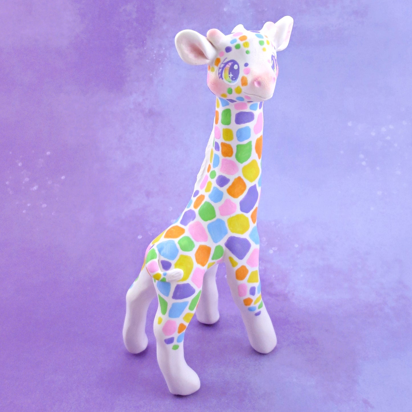 Rainbow Giraffe Figurine - Polymer Clay Animals Rainbow Collection