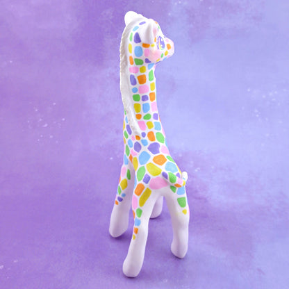 Rainbow Giraffe Figurine - Polymer Clay Animals Rainbow Collection