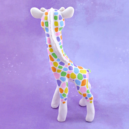 Rainbow Giraffe Figurine - Polymer Clay Animals Rainbow Collection