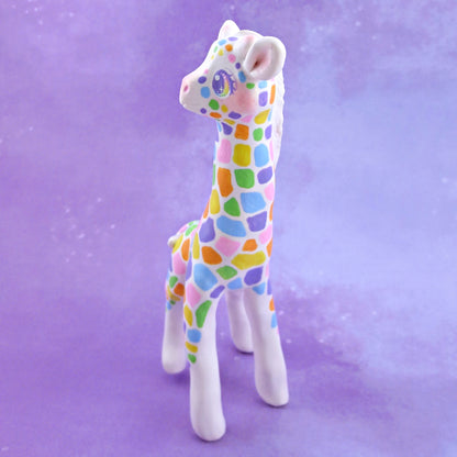 Rainbow Giraffe Figurine - Polymer Clay Animals Rainbow Collection