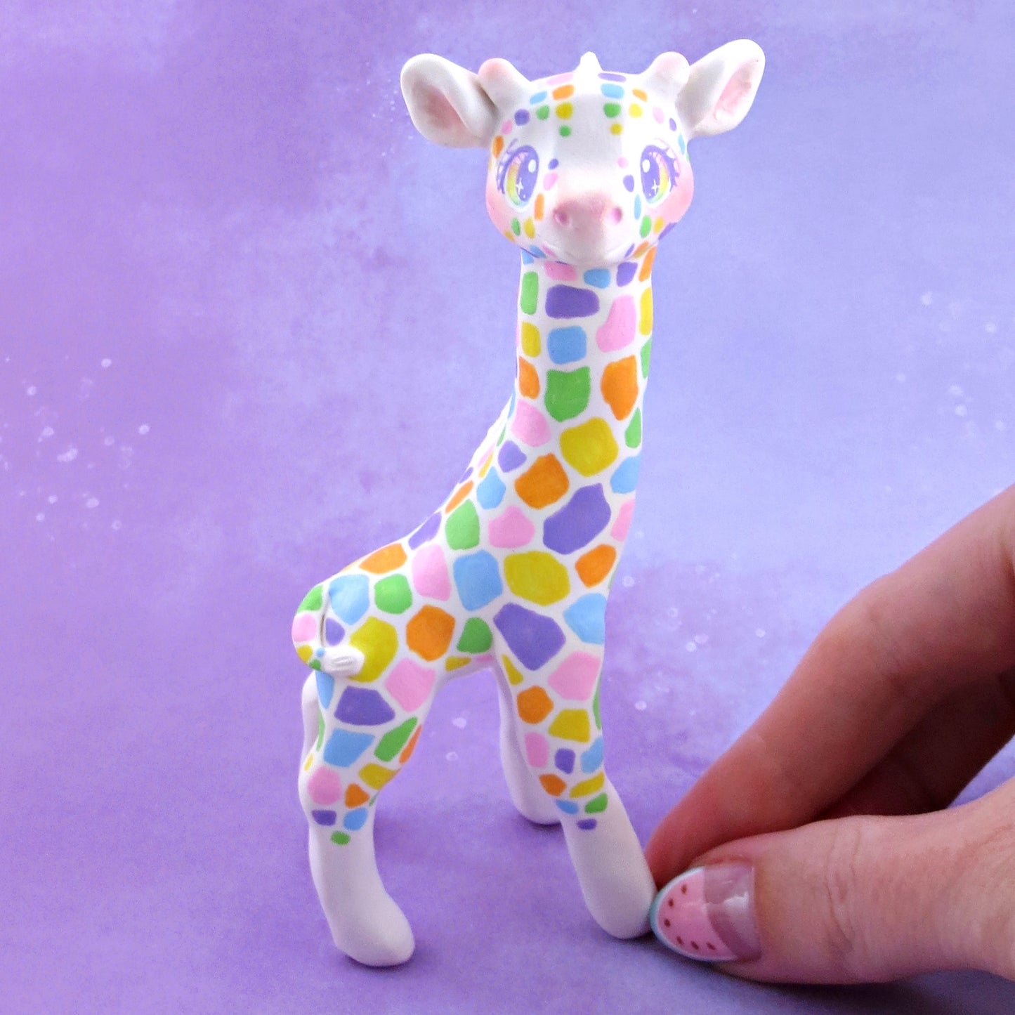 Rainbow Giraffe Figurine - Polymer Clay Animals Rainbow Collection