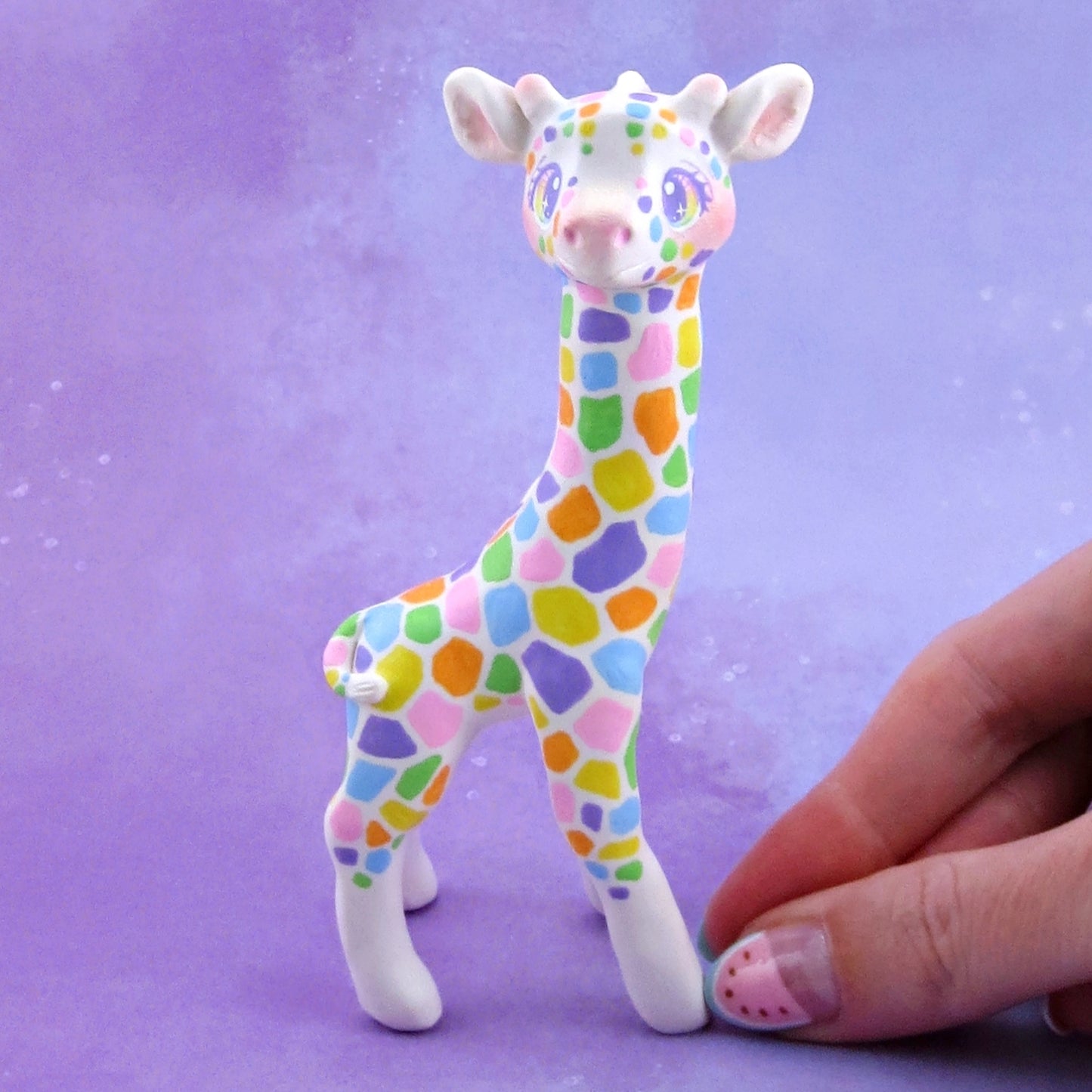 Rainbow Giraffe Figurine - Polymer Clay Animals Rainbow Collection