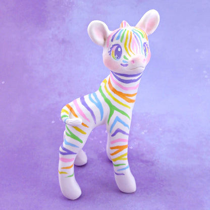 Rainbow Zebra Figurine - Polymer Clay Animals Rainbow Collection