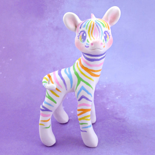 Rainbow Zebra Figurine - Polymer Clay Animals Rainbow Collection