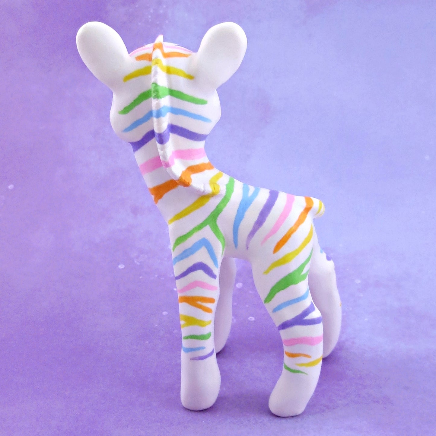 Rainbow Zebra Figurine - Polymer Clay Animals Rainbow Collection