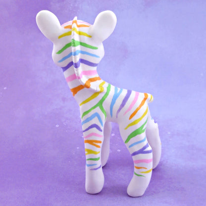 Rainbow Zebra Figurine - Polymer Clay Animals Rainbow Collection