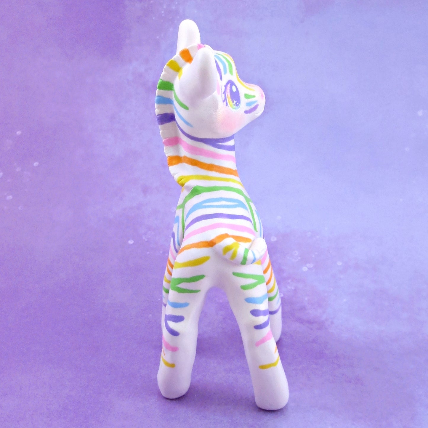 Rainbow Zebra Figurine - Polymer Clay Animals Rainbow Collection