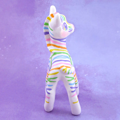 Rainbow Zebra Figurine - Polymer Clay Animals Rainbow Collection