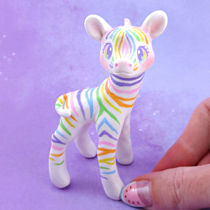 Rainbow Zebra Figurine - Polymer Clay Animals Rainbow Collection