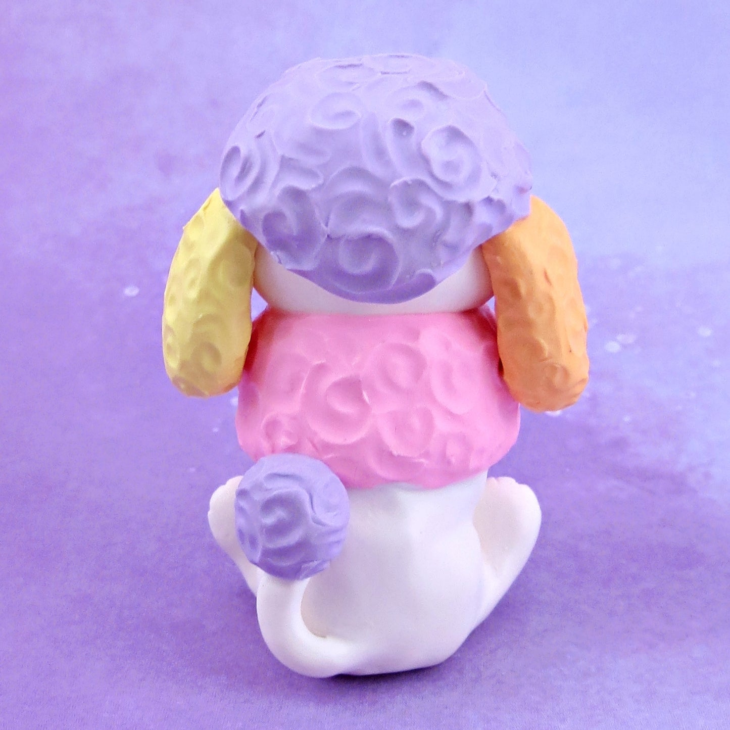 Rainbow Poodle Puppy Dog Figurine - Polymer Clay Animals Rainbow Collection