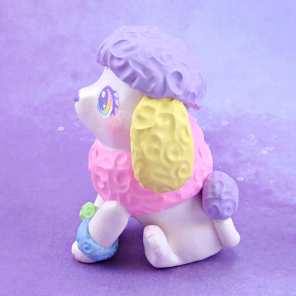 Rainbow Poodle Puppy Dog Figurine - Polymer Clay Animals Rainbow Collection