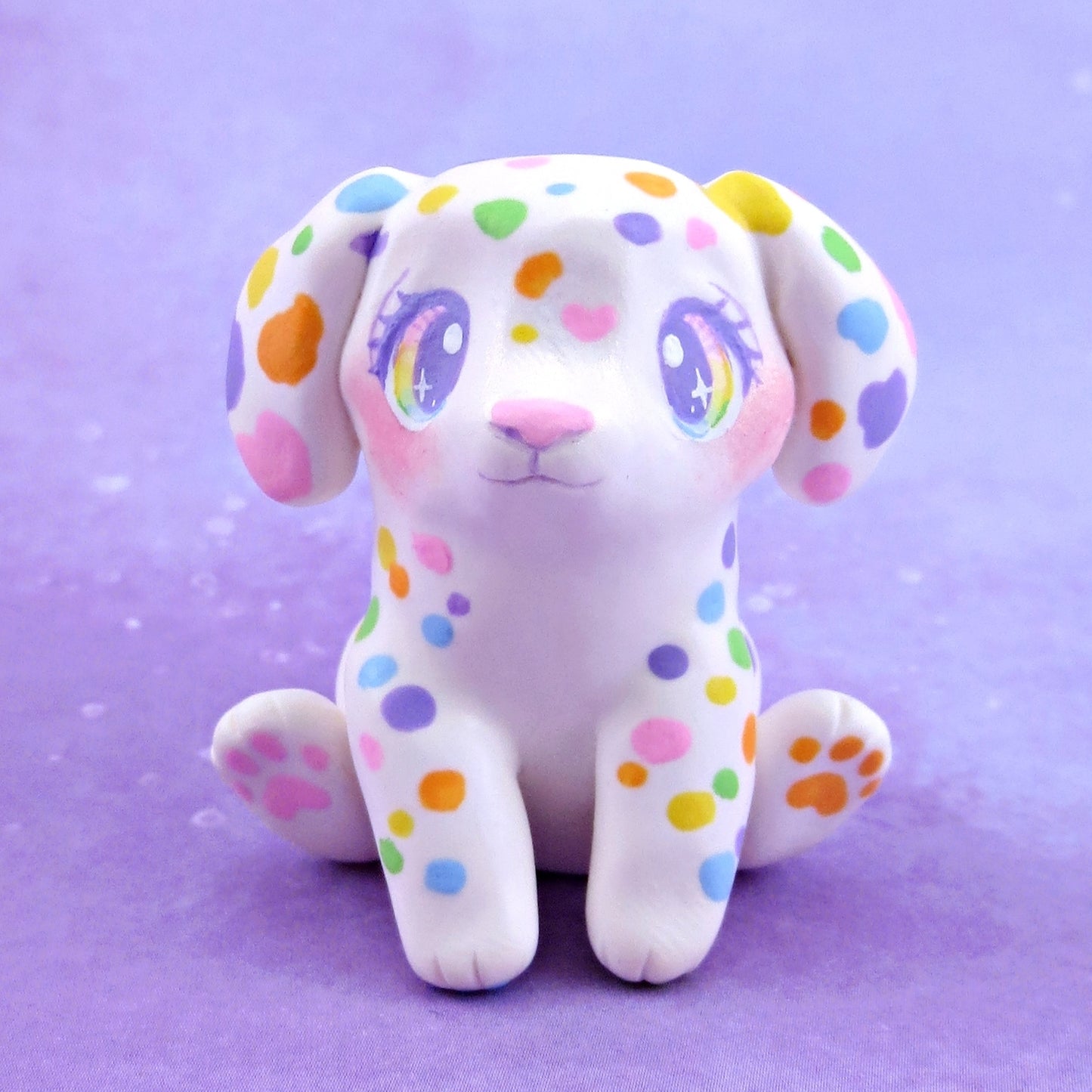 Rainbow Dalmatian Puppy Dog Figurine - Polymer Clay Animals Rainbow Collection