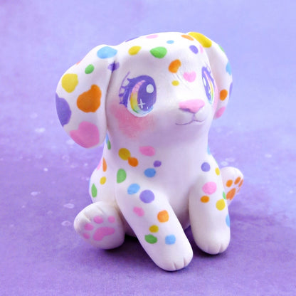 Rainbow Dalmatian Puppy Dog Figurine - Polymer Clay Animals Rainbow Collection