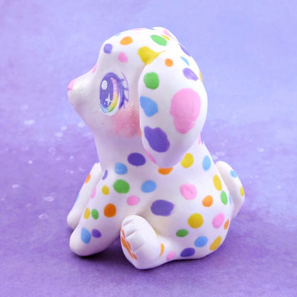 Rainbow Dalmatian Puppy Dog Figurine - Polymer Clay Animals Rainbow Collection