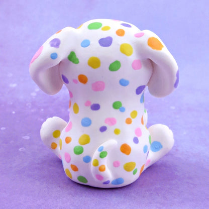 Rainbow Dalmatian Puppy Dog Figurine - Polymer Clay Animals Rainbow Collection