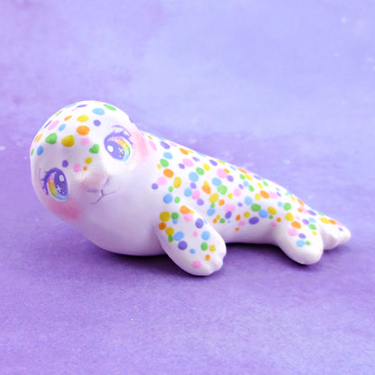 Rainbow Seal Figurine - Polymer Clay Animals Rainbow Collection