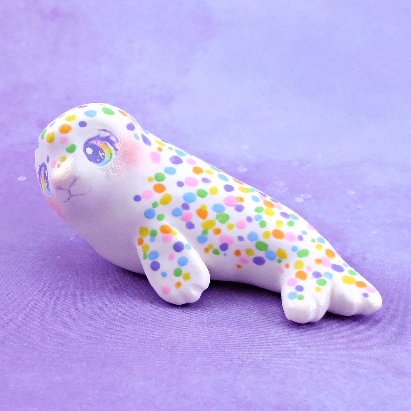 Rainbow Seal Figurine - Polymer Clay Animals Rainbow Collection