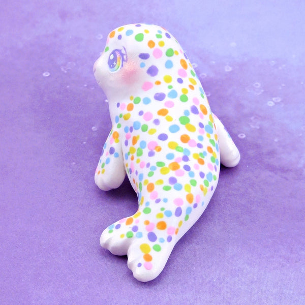 Rainbow Seal Figurine - Polymer Clay Animals Rainbow Collection