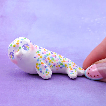 Rainbow Seal Figurine - Polymer Clay Animals Rainbow Collection