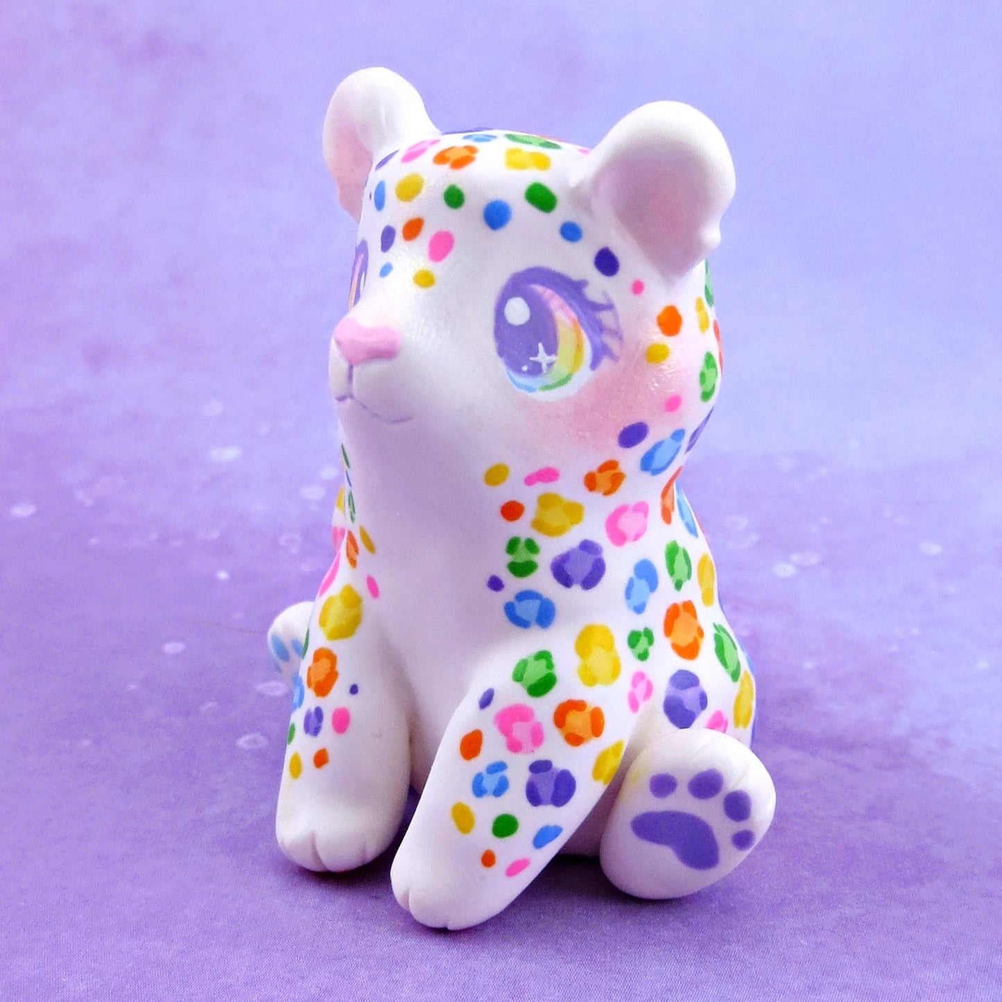 Rainbow Leopard Figurine - Polymer Clay Animals Rainbow Collection