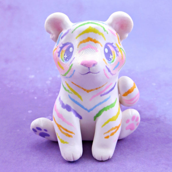 Rainbow Tiger Figurine - Polymer Clay Animals Rainbow Collection