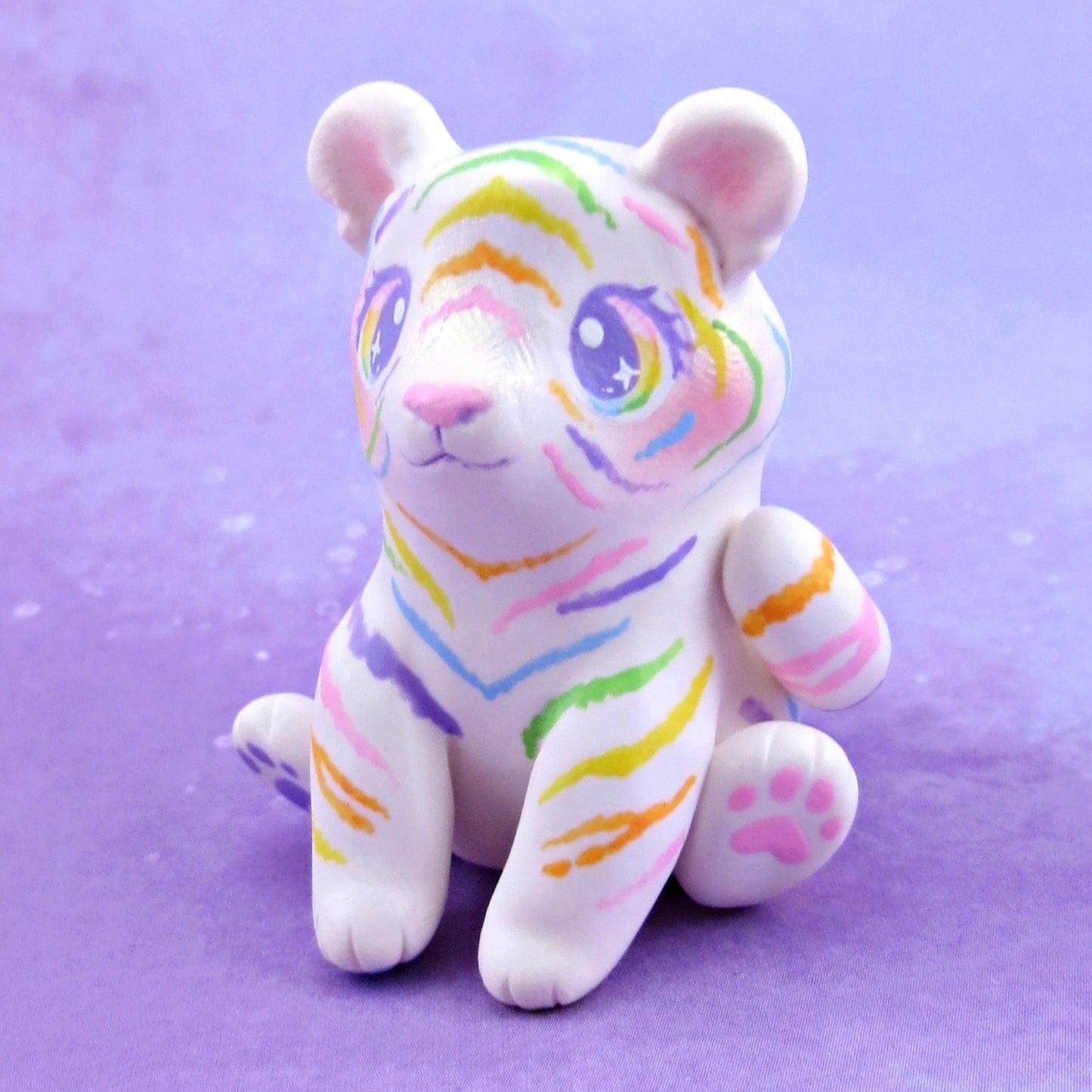 Rainbow Tiger Figurine - Polymer Clay Animals Rainbow Collection