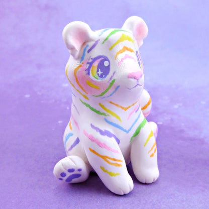 Rainbow Tiger Figurine - Polymer Clay Animals Rainbow Collection