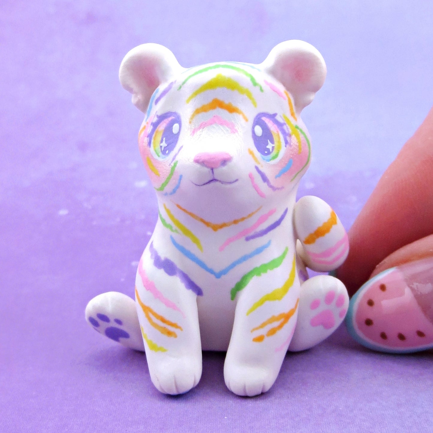 Rainbow Tiger Figurine - Polymer Clay Animals Rainbow Collection