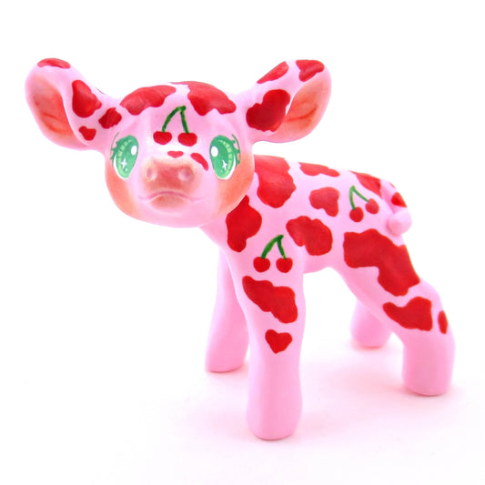 Cherry Cow Figurine - Polymer Clay Spring Collection